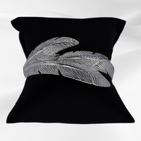 Thumbnail for Soar with Joy™ Sterling Silver Cuff Bracelet with signature triple feather design.