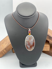 Thumbnail for Citrine and Flame Agate Pendant Necklace