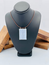 Thumbnail for Blue Lace Agate Rectangle Pendant Necklace