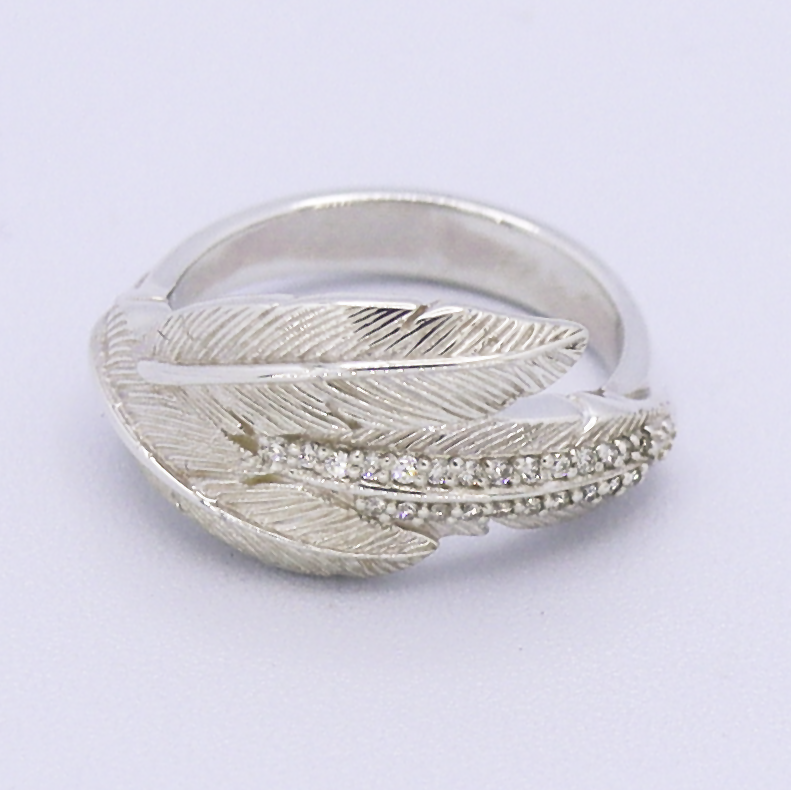 Soar with Joy™ Sterling Silver Ladies Ring with Diamonds front-facing view without holder