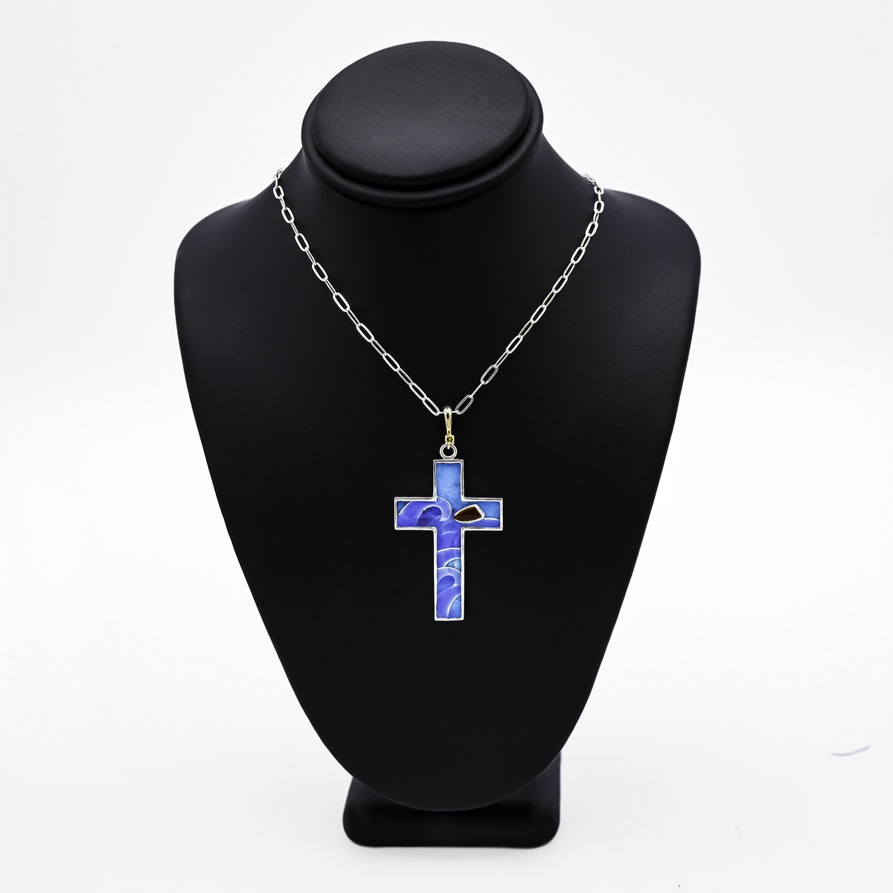 Eternal Light™ Cross Pendant in Sterling Silver and 14k Yellow Gold with 18" Chain
