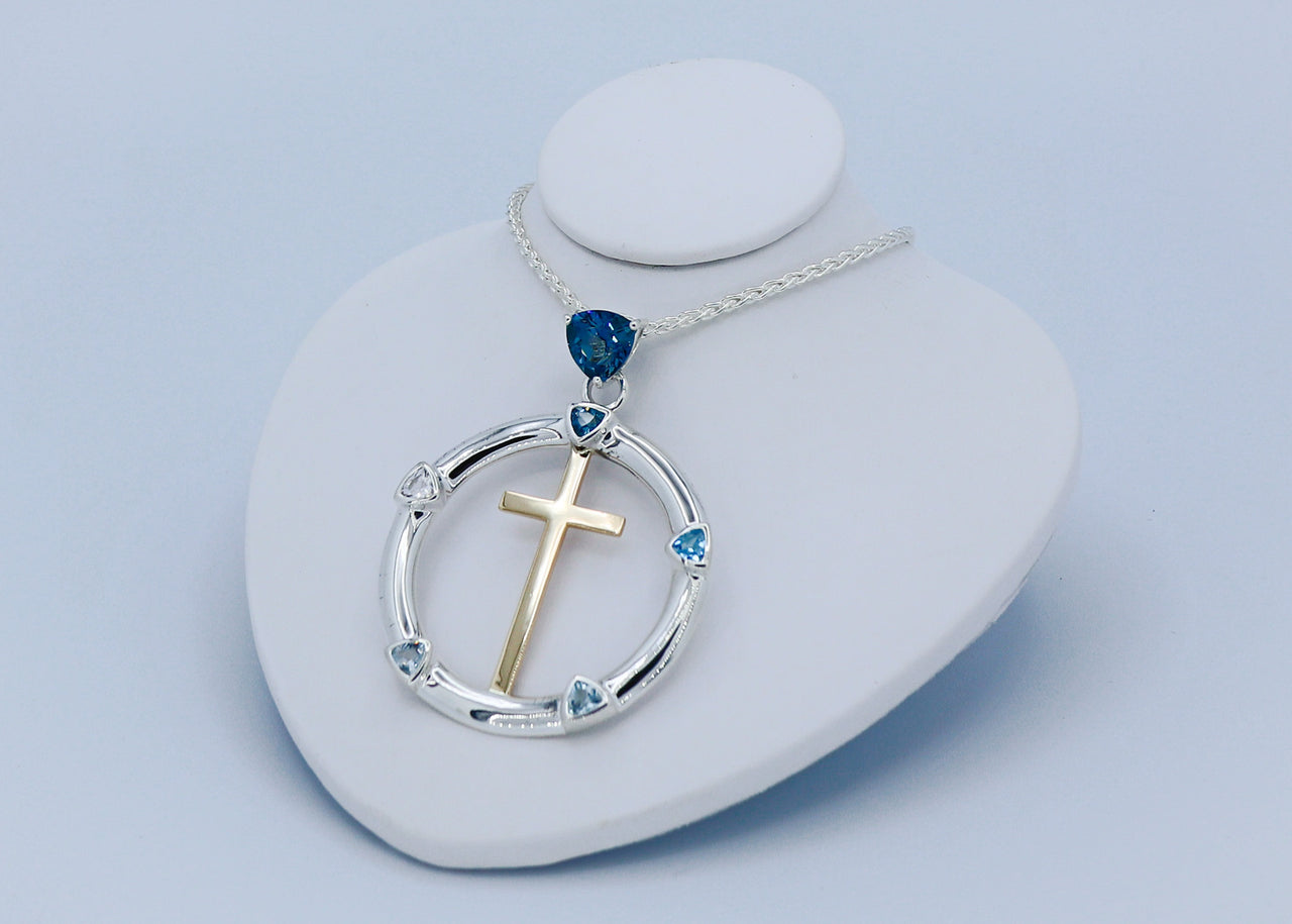 Multi-color Natural Topaz Process with Purpose™ Pendant in Sterling Silver and 18k Yellow Gold with 18” Chain