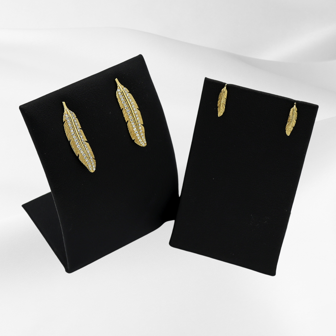 Soar with Joy™ 14k yellow gold with diamonds earrings and petite feather earrings